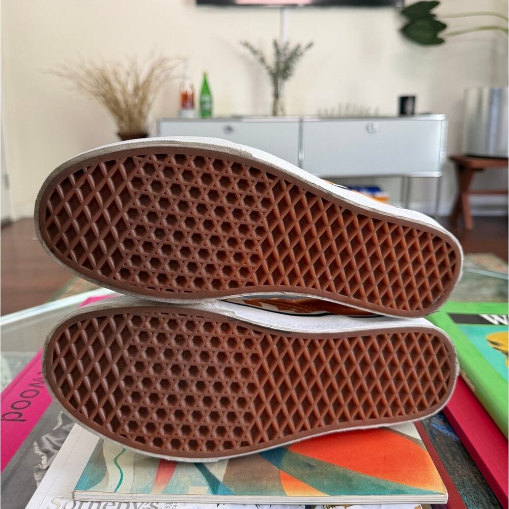 Vans Classic Slip-On Orange Checkerboard Sneakers - Picture 4 of 6